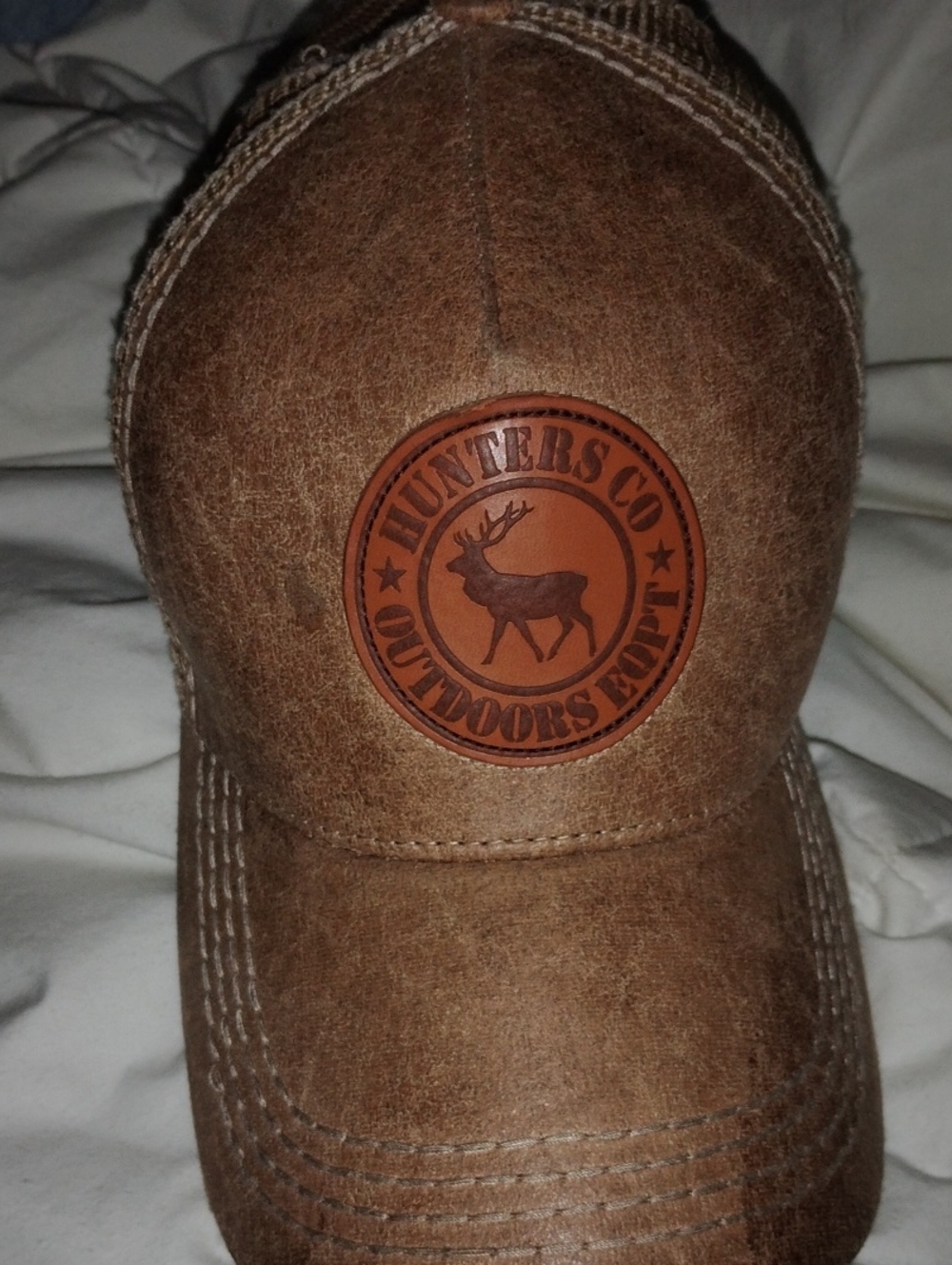 Hunter Brown Leather Patch Men's Hat